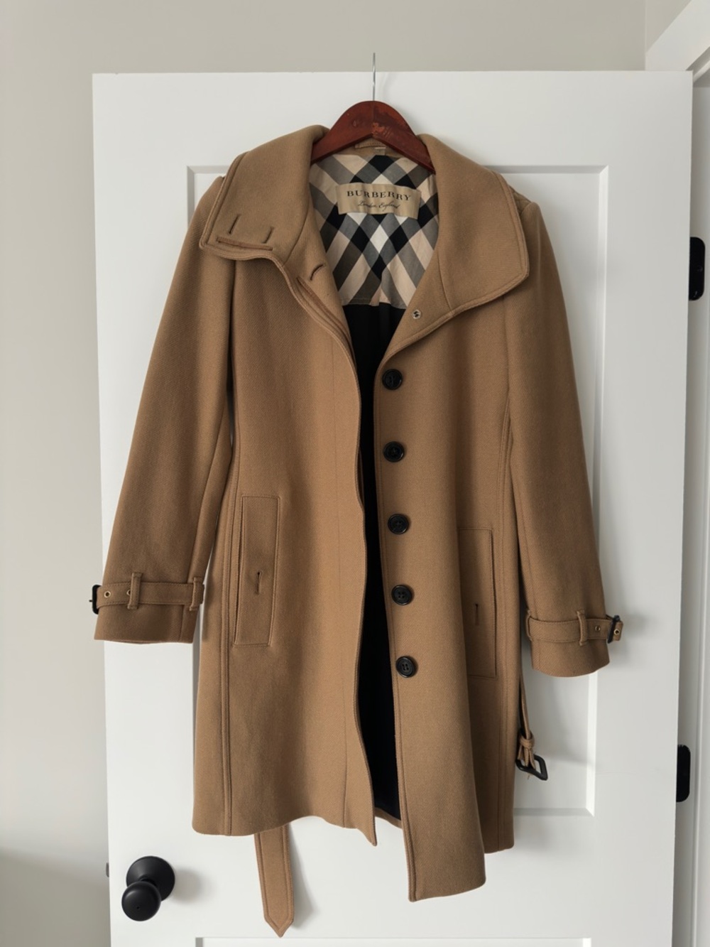 Burberry Camel Wool Pea Coat
